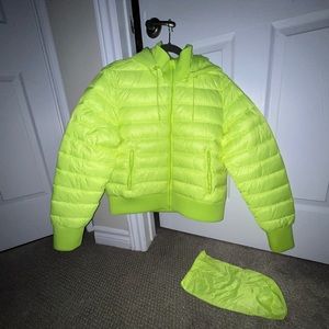 Zara Lime Green Cropped Puff Jacket